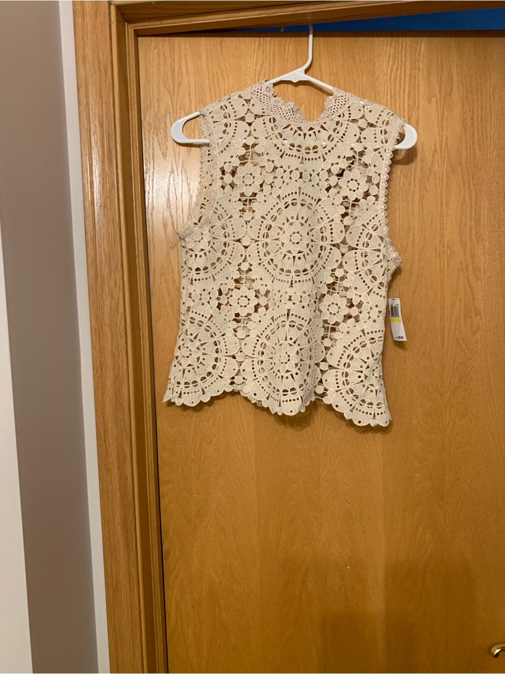 Women's Crochet Lace Sleeveless Top - Cream